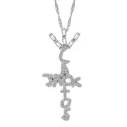 Cactus Jack Shape Pendant Necklace Iced Crystal Cubic Zirconia Pendant - Silver