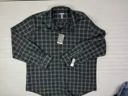Van Heusen Size XXL (18-18.5) Wrinkle Free Reg Fit Black Gray Silver Thread
