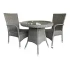 3PC Balcony Set PE Wicker Round Table 80cm & Stackable Chairs