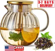 44oz Glass Teapot Stovetop Safe Tea Kettle Removable Infuser Loose Leaf Tea Pot