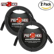 2-PACK Pig Hog Black & White Woven XLR Microphone Cable Cord 30ft XLR PHM30BKW