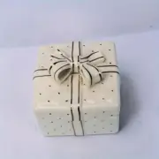 White Present Box Ceramic Trinket Box Ideal Jewel Gift Decor For Women