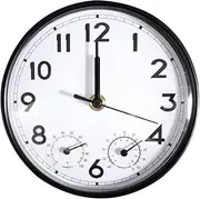 HOBYLUBY 6.3'' Indoor Outdoor Clock Silent Non-Ticking, 3-in-1 Outdoor Wall Clock Dial for Patio, Garden, Home