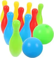 FELTECHELECTR 12Pcs Bowling Set Interactive Parent Game with Bottles and Bowling Balls Promotes Coordination and Color Recognition