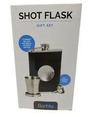 Shot Flask Stainless Steel 8 oz Flask, Built In Collapsible 2 oz Shot Cup