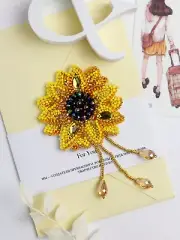 Jewelry making kit Sunflower DIY Seed beaded brooch Bead Embroidery Kit