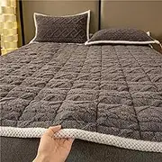 KCCRHIN Plush Fitted Bedsheet Washable Anti-Slip Double Bed/Single Bed Mattress Protectors Soft Skin-Friendly Bed Sheet with Pillowcase Comfy Mattress Topper Single/Double Size,Gray,200 * 220cm