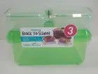 Sistema 3 Pk Food Storage 2 Splits and 1 Large Green BPA & Phthalate Free New