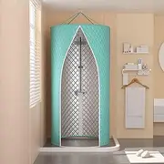Thickened Portable Thermal Shower Curtain with Double Zippered Hanging Round Cotton Shower Cover Privacy Tent for Bathrooms, Wet Room and Camping, Outdoor Shower Enclosure(Green,80 CM*200 CM)