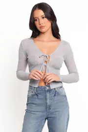 [PUP25] Tamsie Cardigan Top - Light Grey XS Grey