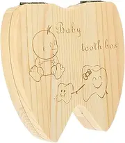PEPLAYTAL 1Pc Wooden Tooth Keepsake Box Deciduous Tooth Organizer for Tooth Fairy Holder Durable Design with Locking Buckle for Storing First Lost Tooth and Recording Information