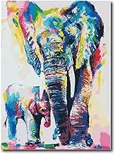 Shukqueen DIY Paint by Numbers for Adults DIY Oil Painting Kit for Beginner - Elephant 16x20 Inch (Wooden Frame)