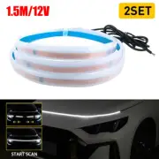 2x 150cm Start Scan Dynamic WHITE LED DRL Hood Light Strip Daytime Running Light (for: Renault)