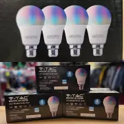 V-TAC LED Smart Bulb A60 4 Pk, VT-5116, 10W Light Bulb, Dimmable, Wi-Fi, F/Post