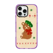 iPhone 16 Pro Max Impact Case Cute Christmas winter teddy bear in cozy and warm knit texture