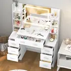 Large Vanity Set with LED Mirror & 7 Drawers Makeup Dressing Table Dresser Desk