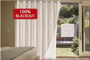 100% Blackout Curtains Linen Look Double Wide Bedroom Curtains Thick Blockout Curtains Eyelet for Living Room/Patio Door, NATURAL