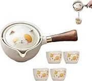 Tea Sets Cute Cat Ceramic Teapot, Chinese Kung Fu Tea Set Mini Teapot, Ceramic Portable Travel Tea Set, Chinese Kung Fu Tea Set 360 Rotation Teapot (Color : 1 Teapot+4 Cup)