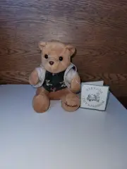 Harrods Knightsbridge Teddy Bear Green Vest Tan Jacket Plush Stuffed London 5”