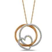 0.2 CT. T.W. Natural Diamond Interlocking Circles and Heart Pendant in 10K Two-Tone Gold