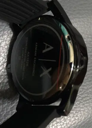 【Armani Exchange】AX 手錶 腕錶 三眼 阿曼尼 不鏽鋼 黑色 橡膠錶帶 男款 AX1326