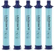 LifeStraw Personal Water Filter for Hiking, Camping, Travel, and Emergency Preparedness, 5 Pack, Blue