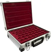 MC.Sammler Aluminium Coin Case with 5 Coin Trays for 230 Pieces 2 Euro Coins in Capsules
