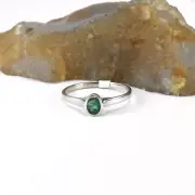 Authentic and Premium Miminalist Quality Oval Shape Emerald Silver Made Ring