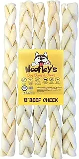 Woofley's Braided Beef Cheek 12 Inch Jumbo - 5 PCS