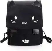 [Aobiono] Kawaii Backpack Cat Cute Aesthetic Kitty Anime Meow Animal School Supplies Japanese Bookbag Black Large Capacity