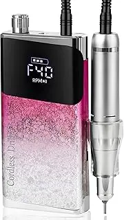 Cordless Nail Drill Machine ,OBEEGOO Rechargeable Nail Drill 35000RPM Portable Electric E File Electric Acrylic Nail File Tools for Gel Nail ,Nail Beauty Salon (Pink)