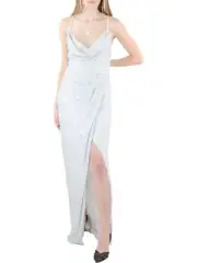 Aidan Mattox Cowl Neck Sequin Knit Column Gown 14B 1315
