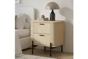 Fluted Bedside Table | 2 Drawer Dresser Modern Nightstand