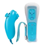 Remote Controller for Wii, Wii Remote and Nunchuck Controllers with Silicon Case and Strap for Wii and Wii U (Light Blue)