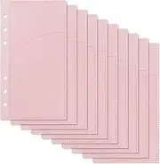 A6 Binder Pockets with No Zipper, Koqye Pink 10 Pcs Plastic Zipless Budget Envelopes, Two Pockets Frosted Cash Envelopes Money Bag for Budgeting, Cash Stuffing