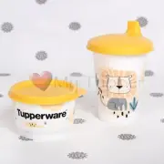 NEW Tupperware Toddler set Bell Tumbler Sippy and Snack Cups Yellow Lion