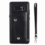 Classic PU Leather Wallet Card Slots Bracket Protective Case for Samsung Galaxy Note 8 BLACK COLOR