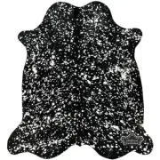 Metallic Silver Devore on Black Cowhide Rug