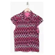 New! NWT ALICE + OLIVIA Martel Sassy Stace Face Print Silk Blouse $330