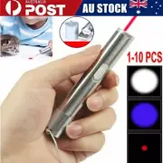 Upto 10Pcs 3 in1 Cat Laser Pointer Pen Toy USB Rechargeable Mini LED Torch Light