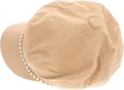 [TEMPNAP] Vintage French Style Beret for Women Breathable Newsboy Cap with Unique Pearl Chain Lightweight 's Cap for Casual Coffee
