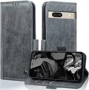 Case for Google Pixel 8A Cases Wallet Case Cover, Pixel 8A Case Shockproof Durable PU Leather Flip Cover with Card Holder Google Pixel 8A Anti-Theft Brush Protective Case Google Pixel 8A Cover - Gray