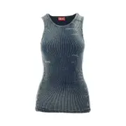 [DIESEL] DIESEL Bleach effect ribbed tank top Woman L L Blue