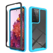 MCC Shockproof Bumper Case Samsung Galaxy S21 Ultra 5G Clear Back Cover [Sky Blue]