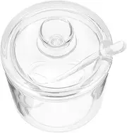 Classic Clear Glass Sugar Bowl Set with Lid Serving Spoon Salt Pot Pepper Storage Jar Seasoning Pot Dispenser Container Sugar Box with Cover Condiment Spice Racks Holder for Home Kitchen/1450