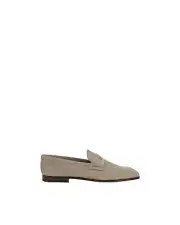 Church's Suede Loafers with Almond Toe and Leather Block Heel - Beige -Size 43