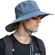 [OZ SMART SUN PROTECTION] Wide Brim Bucket Hat, UPF 50 UV Protection Sun Hat for Men/Women, Cowboy Style Boonie for Fishing, Hiking, Camping, Garden, Farming, Outdoor Exercise (Dark Grey)