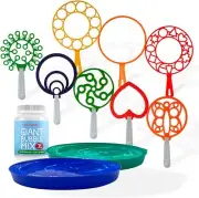 Giant Bubble Wands Outdoor Toys for Kids Large Blowing Rings Shapes Set...