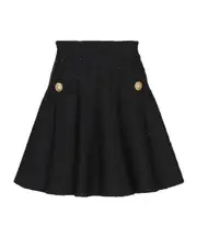 Balmain Sparkly Flared Knit Skirt FR34,FR36,FR38,FR40,FR42 black