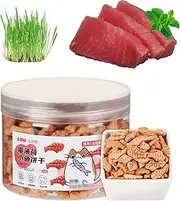 Natural Catnip Dental Care Cat Treats, Chicken and Tuna Flavor Healthy Cat Snacks, Training Biscuits Treats for Cats, Cat Grass Crunchy Fish Shape Adult Cat Biscuits (130g, Tuna)
